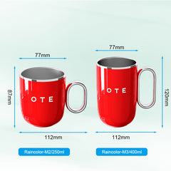 Caneca de café OTE com pega, 12 oz/8 oz (350/220 ml), caneca de viagem em aço inoxidável com isolamento térmico, chávena de café reutilizável com parede dupla