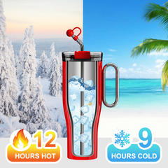 OTE 1.2 L Caneca de viagem (40 oz) com pega, caneca com isolamento a vácuo de aço de parede dupla e palhinha, sem BPA, copo portátil para automóvel, caneca térmica, chávena de café para bebidas quentes e frias