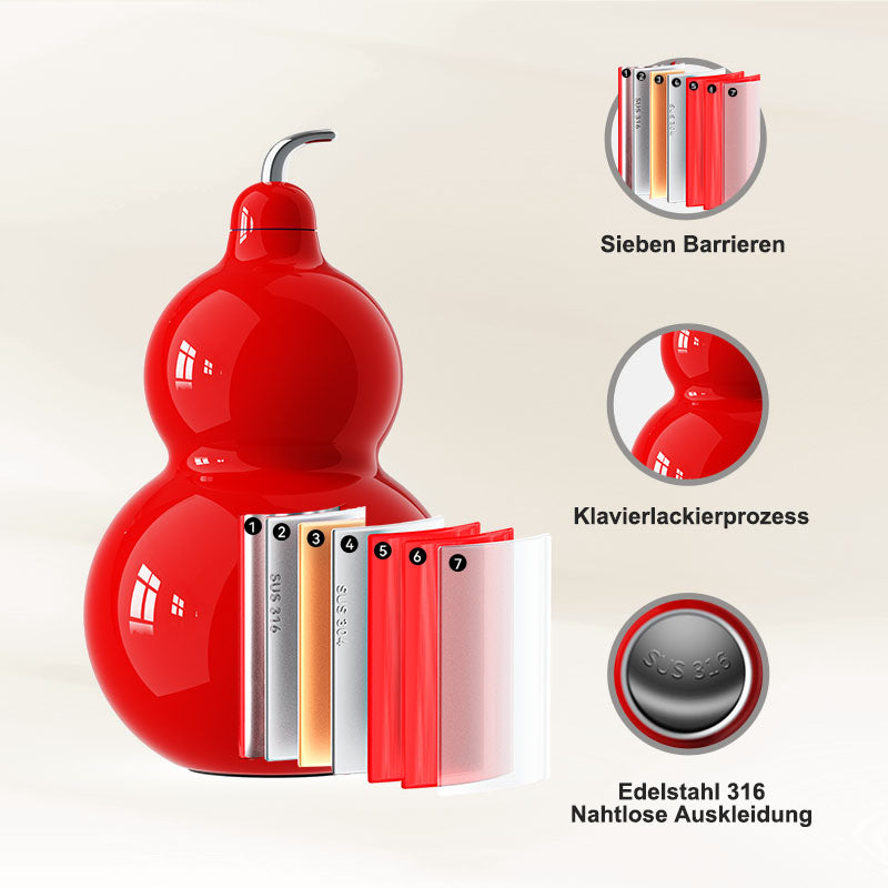Garrafa de cabaça de aço inoxidável OTE, garrafa de água de cabaça de metal com alça de ombro, garrafa de água esportiva de cabaça portátil e durável para academia, viagens e uso diário, 300ML