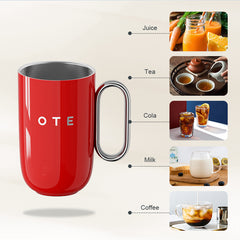 Caneca de café OTE com pega, 12 oz/8 oz (350/220 ml), caneca de viagem em aço inoxidável com isolamento térmico, chávena de café reutilizável com parede dupla