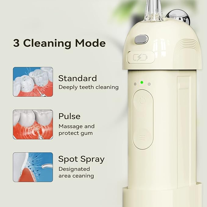 Fio dental sem fio para dentes - OTE Portable Water Flosser - Mini Power Dental Flossers Recarregáveis para Viagem e Casa, 3 Modos & IPX7 Impermeável, Irrigador Oral para Dentes, Gengivas, Aparelhos Cuidados